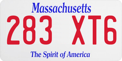 MA license plate 283XT6