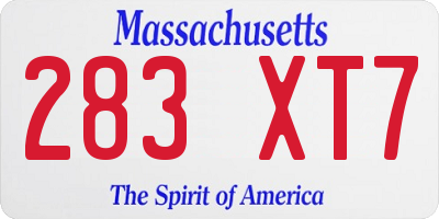 MA license plate 283XT7