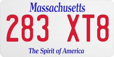 MA license plate 283XT8