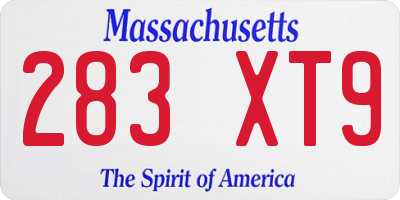 MA license plate 283XT9