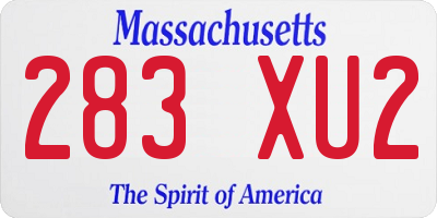 MA license plate 283XU2