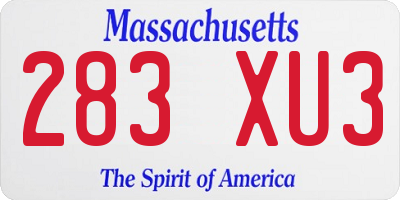 MA license plate 283XU3