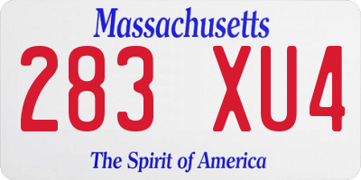 MA license plate 283XU4