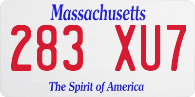 MA license plate 283XU7