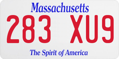 MA license plate 283XU9