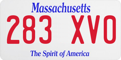 MA license plate 283XV0