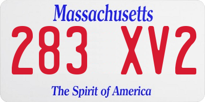 MA license plate 283XV2