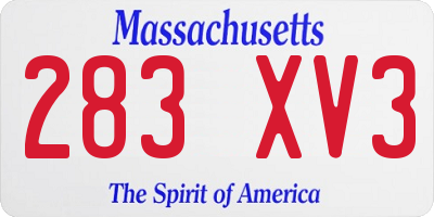 MA license plate 283XV3
