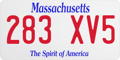MA license plate 283XV5
