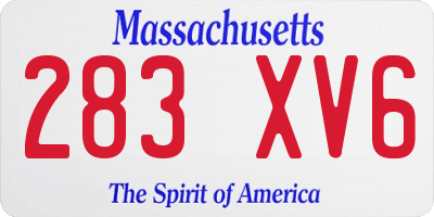 MA license plate 283XV6