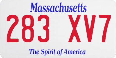 MA license plate 283XV7