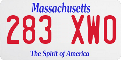 MA license plate 283XW0