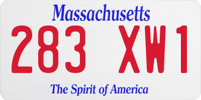 MA license plate 283XW1