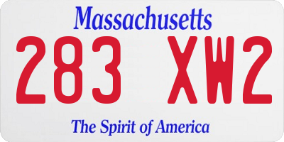 MA license plate 283XW2