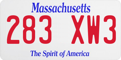 MA license plate 283XW3