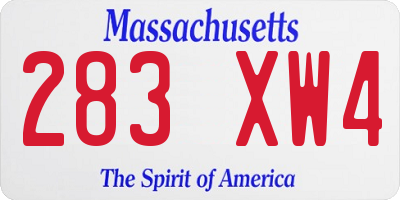 MA license plate 283XW4
