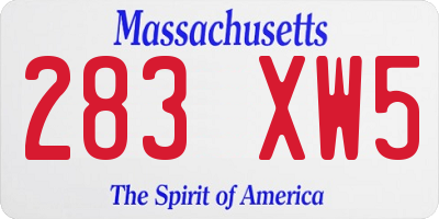 MA license plate 283XW5