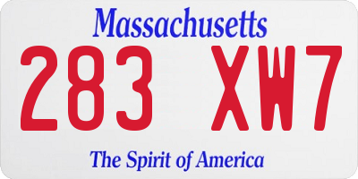 MA license plate 283XW7