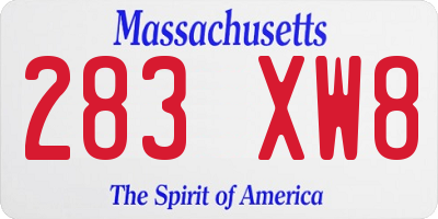 MA license plate 283XW8