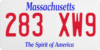 MA license plate 283XW9