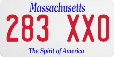 MA license plate 283XX0