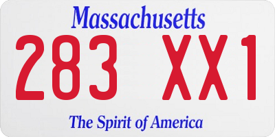 MA license plate 283XX1