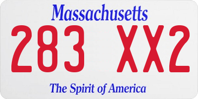 MA license plate 283XX2