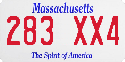 MA license plate 283XX4