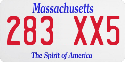 MA license plate 283XX5