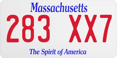 MA license plate 283XX7