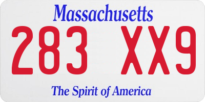 MA license plate 283XX9