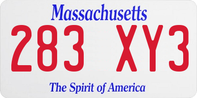 MA license plate 283XY3