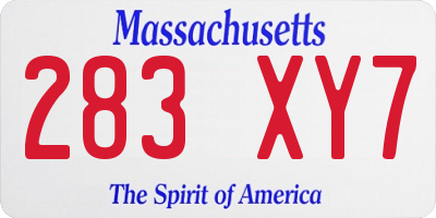 MA license plate 283XY7