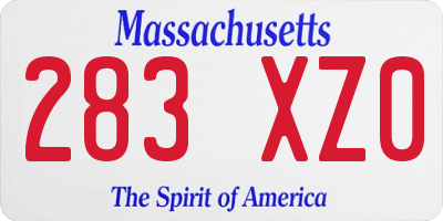 MA license plate 283XZ0