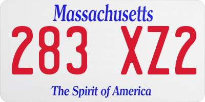 MA license plate 283XZ2