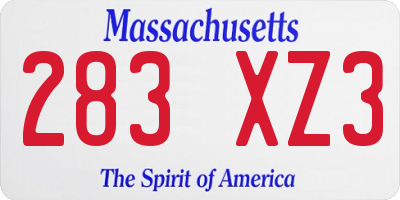 MA license plate 283XZ3