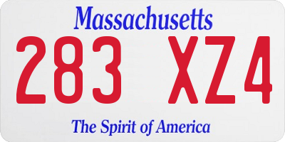 MA license plate 283XZ4