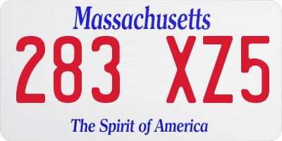 MA license plate 283XZ5