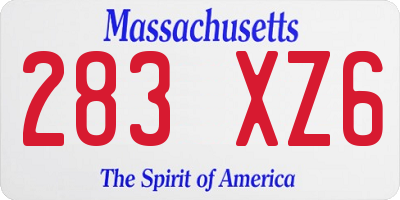 MA license plate 283XZ6