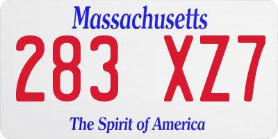 MA license plate 283XZ7