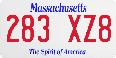 MA license plate 283XZ8