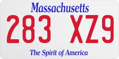 MA license plate 283XZ9