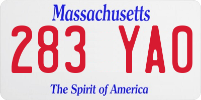 MA license plate 283YA0