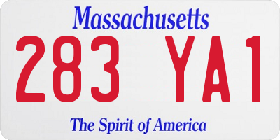 MA license plate 283YA1