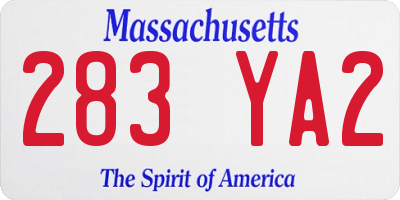 MA license plate 283YA2