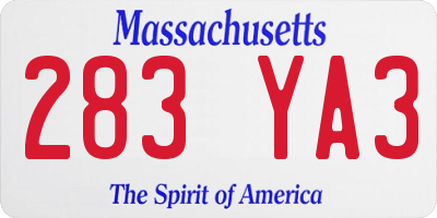 MA license plate 283YA3
