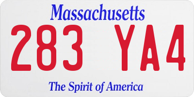MA license plate 283YA4