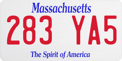 MA license plate 283YA5