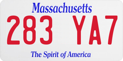 MA license plate 283YA7