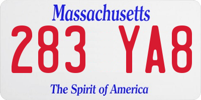 MA license plate 283YA8